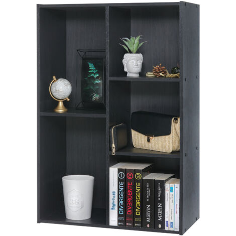 Iris Ohyama Mobile, Libreria, Scaffale Angolare da Parete in Legno, 5 Livelli, Nero, Polivalente, Modulare, Aperto, Per Soggiorno, Ufficio, Camera, Libri, CD, Decorazioni, Montaggio Facile, CX-23C