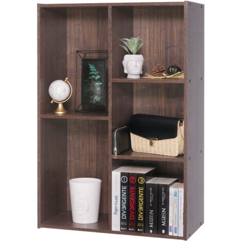 Iris Ohyama Mobile, Libreria, Scaffale Angolare da Parete in Legno, 5 Livelli, Marrone, Polivalente, Modulare, Aperto, Per Soggiorno, Ufficio, Camera, Libri, CD, Decorazioni, Montaggio Facile, CX-23C