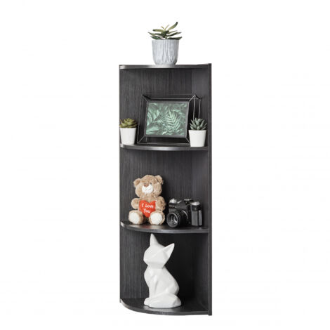 Iris Ohyama Mobile, Libreria, Scaffale Angolare da Parete in Legno, 3 Livelli, Nero, Polivalente, Modulare, Aperto, Per Soggiorno, Ufficio, Camera, Libri, CD, Decorazioni, Montaggio Facile, CX-3C