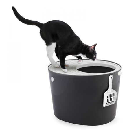 Iris Ohyama Lettiera per Gatti, Fino a 7kg, 1 Pala, Grigio, Ingresso Top, Cat Litter Trey, Chiuso, Per Gattini, Lato alto, Con cappuccio, Grande, Senza BPA, Profondo, Facile da pulire, PUNT-530