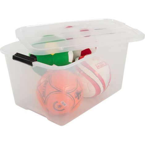 10 Scatole Portaoggetti In Plastica Trasparente Con Coperchio E Fibbie, Impilabili, 45L, Senza BPA, Per Casa, Cucina, Ufficio, Giocattoli, Vestiti, Libri - 3