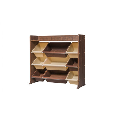 Iris Ohyama, Portagiochi, Contenitore per bambini, Organizzatore, Scatole per giocattoli, 9 scatole rimovibili multicolore, Scuola, Camera da letto, Stanza dei giochi - TKTHR-39 - Marrone