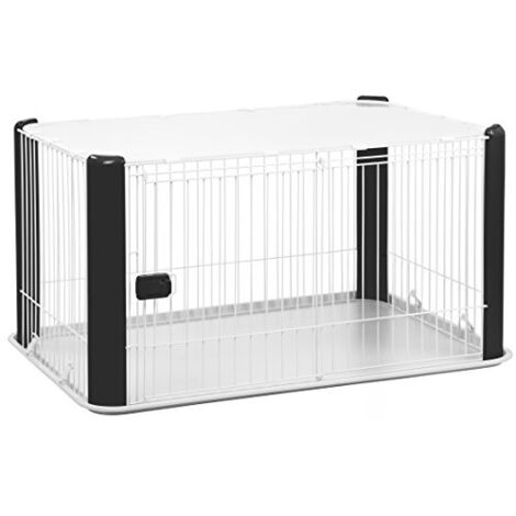 Iris Ohyama, Parco, Recinto, Bruco, Interno, Porta scorrevole con serratura, ganci per un facile montaggio, ventilazione ottimale, per cani, CLS-1130, nero