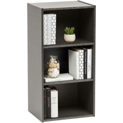 Iris Ohyama, Libreria, Mobile contenitore, UnitÃ  ausiliaria, 3 ripiani fissi, Design, Modulare, Ufficio, Camera da letto, Soggiorno - Module Shelf MDB-3 - Rovere grigio