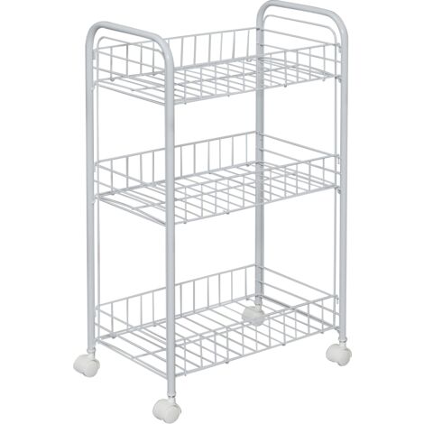 Iris Ohyama, carrello, carrello, vassoio, servizio di stoccaggio, 3 livelli di nicchia, su ruote, grande capacità , ristorante, cucina, hotel - Mesh Cart DMC-3 - Bianco