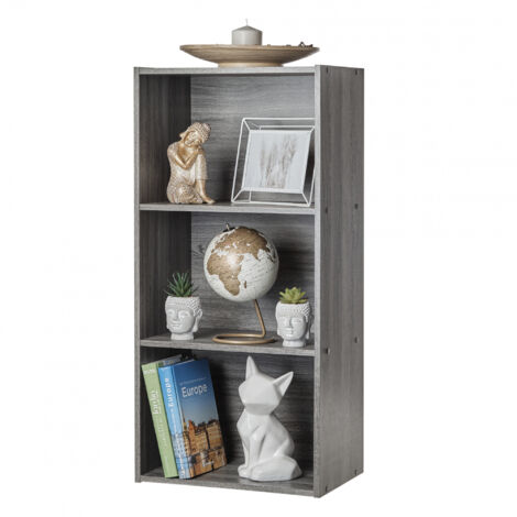 Iris Ohyama Mobile, Libreria, Scaffale Angolare da Parete in Legno, 3 Livelli, Grigio, Polivalente, Modulare, Aperto, Per Soggiorno, Ufficio, Camera, Libri, CD, Decorazioni, Montaggio Facile, CX-3