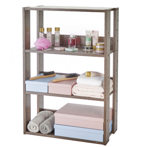 Iris Ohyama, Libreria, UnitÃ  di archiviazione a 3 livelli, Ripiani regolabili ogni 14 cm, Stabile, Industriale, Facile montaggio, Soggiorno, Ingresso, Camera da letto, Ufficio - Open Wood rack OWR-60