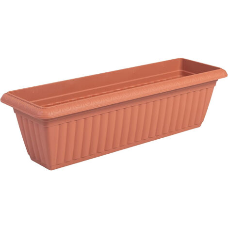 Iris Ohyama, Blumentopf Slim Übertopf mit Wasserablauf/Reservierungssystem für die Gartenarbeit – Slim Planter Relief 610, Braun