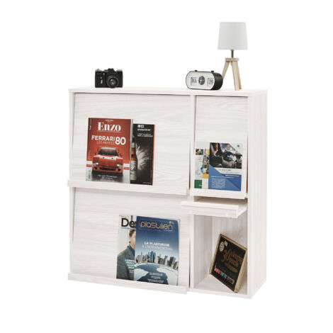 Iris Ohyama, Armadietto, Scaffale, Libreria Portaoggetti, con 4 Ante Pieghevoli, Design, Versatile, Ufficio, Camera da Letto, Soggiorno, Sala da Pranzo - Flap Rack FR-F4 - Rovere Bianco