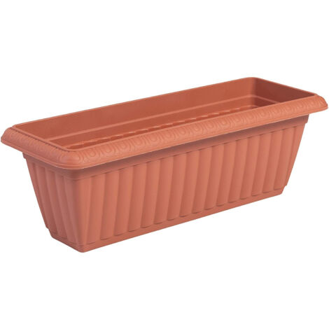 Iris Ohyama, Blumentopf Slim Ãœbertopf mit Wasserablauf/Reservierungssystem fÃ¼r die Gartenarbeit â€“ Slim Planter Relief 500, Braun
