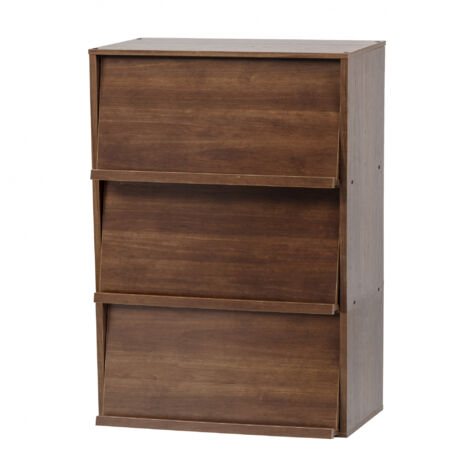 Iris Ohyama, Mobile, Libreria, Scaffale portaoggetti, 3 ante pieghevoli, Design, Solido, Moderno, Multiuso, Ufficio, Camera da letto, Soggiorno, Flap Rack CHR-3, Marrone