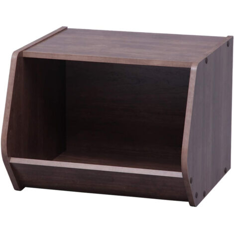 Iris Ohyama, Scaffale, Contenitore in legno, Mobili occasionali, Multifunzionale, Impilabile, Design, Solido, Ufficio, Camera da letto, Soggiorno - Stack Box STB-400 - Marrone