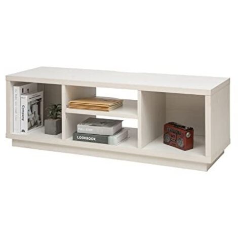 Iris Ohyama, Porta TV/Mobile TV/TV Supporto in legno/Porta TV con ripiani aperti/Porta TV per TV da 55 pollici, Legno massello, Ufficio, Soggiorno - TV Cabinet Standard OTS-125S - Quercia Bianco