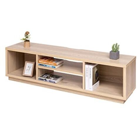 Iris Ohyama, Porta TV/Mobile TV/TV Supporto in legno/Porta TV con ripiani aperti/Porta TV per TV da 65 pollici, Legno massello, Ufficio, Soggiorno - TV Cabinet Standard OTS-150S - Marrone chiaro