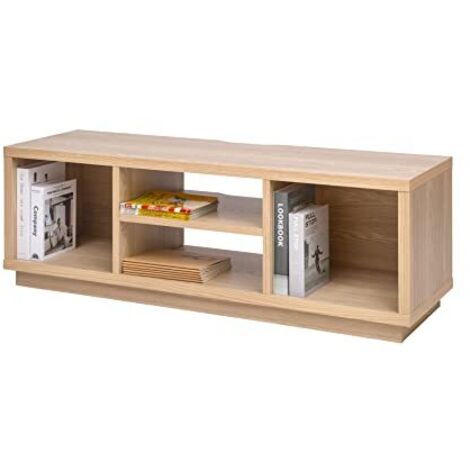 Iris Ohyama, Porta TV/Mobile TV/TV Supporto in legno/Porta TV con ripiani aperti/Porta TV per TV da 55 pollici, Legno massello, Ufficio, Soggiorno - TV Cabinet Standard OTS-125S - Marrone chiaro