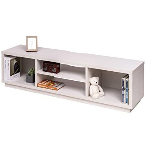 Iris Ohyama, Porta TV/Mobile TV/TV Supporto in legno/Porta TV con ripiani aperti/Porta TV per TV da 65 pollici, Legno massello, Ufficio, Soggiorno - TV Cabinet Standard OTS-150S - Quercia Bianco