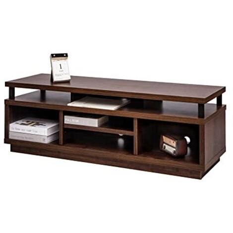 Iris Ohyama, Porta TV/Mobile TV/TV Porta TV in legno/Porta TV con 5 ripiani aperti/TV fino a 55, Legno massello, fori passacavi, Ufficio, Soggiorno - TV Cabinet Middle OTS-125M - Marrone