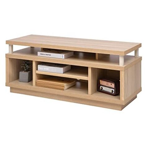 Iris Ohyama, Porta TV/Mobile TV/TV Porta TV in legno/Porta TV con 5 ripiani aperti/TV fino a 43, Legno massello, fori passacavi, Ufficio, Soggiorno - TV Cabinet Middle OTS-100M - Marrone chiaro