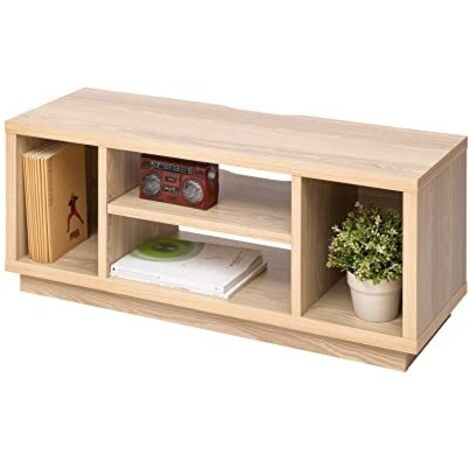 Iris Ohyama, Porta TV/Mobile TV/TV Supporto in legno/Porta TV con ripiani aperti/Porta TV per TV da 43 pollici, Legno massello, Ufficio, Soggiorno - TV Cabinet Standard OTS-100S - Marrone chiaro