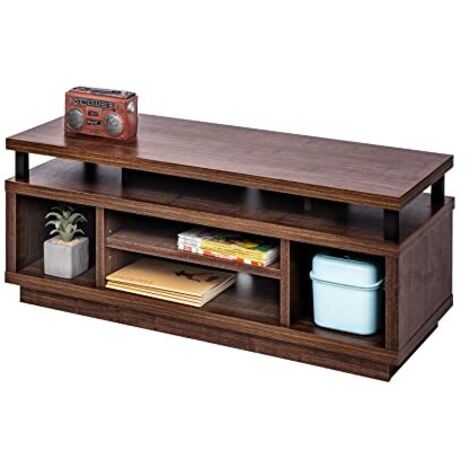 Iris Ohyama, Porta TV/Mobile TV/TV Porta TV in legno/Porta TV con 5 ripiani aperti/TV fino a 43, Legno massello, fori passacavi, Ufficio, Soggiorno - TV Cabinet Middle OTS-100M - Marrone