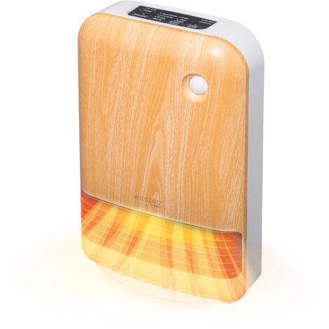 Iris Ohyama, Riscaldatore compatto / Radiatore mobile in ceramica, Portata 90cm, 1500W, Rilevatore di movimento per il risparmio, Timer, Bagno, soggiorno - Ceramic Fan Heater JCH-15TD4 - Legna leggera