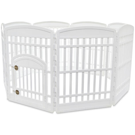 Iris Ohyama Recinto per Cani da Interno con Porta, A60cm, 8 Pannelli, Bianco, Plastica, Parco, Per Cucciolo, Gatti, Animali domestici, Interni, Esterni, Gabbia, Cuccia, Canile, CI-908