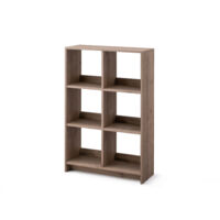 Iris Ohyama, Armadio a giorno, Libreria, Ripiano a 6 scomparti, Grande capacità , Orizzontale e verticale, Ufficio, Camera da letto, Soggiorno - Wood Open Shelf WOS-6 - Marrone cenere