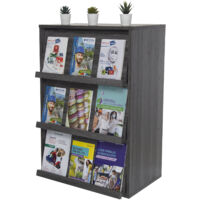Iris Ohyama, Mobile, Libreria, Scaffale portaoggetti, 3 ante pieghevoli, Design, Solido, Moderno, Multiuso, Ufficio, Camera da letto, Soggiorno, Flap Rack CHR-3, Rovere grigio