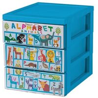 Iris Ohyama, Torre, Cassettiera, Organizzatore in plastica con maniglia ergonomica, 2L, 3 cassetti, Robusto, senza BPA, Ufficio, Camera da letto, Soggiorno, SCF-A5, Alfabeto