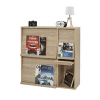 Iris Ohyama, Armadietto, Scaffale, Libreria Portaoggetti, con 4 Ante Pieghevoli, Design, Versatile, Ufficio, Camera da Letto, Soggiorno, Sala da Pranzo - Flap Rack FR-F4 - Marrone Chiaro