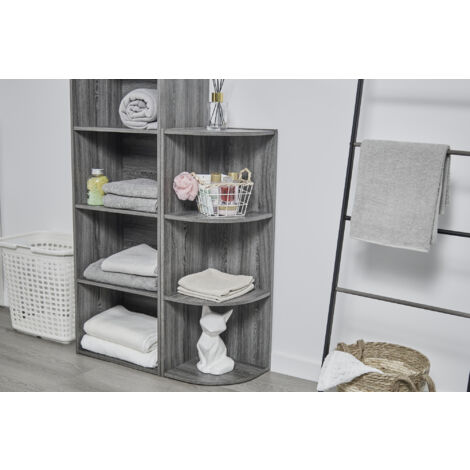 Iris Ohyama Estantería Esquinera de 3 Niveles, Gris, Exposición, Modular, Almacenamiento, para Sala de Estar, Habitación, Oficina, Espacio Ahorrado, Librería, Montaje Fácil, CX-3C