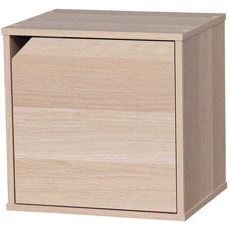Iris Ohyama, mensola, armadietto, cubo portaoggetti, armadietto piccolo, armadietto laterale, anta con clip, impilabile, solido, ufficio, camera da letto, soggiorno - QR Box with Door - QR-34D - Marro