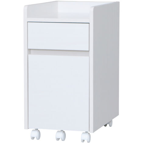Iris Ohyama, Office Box, Armadietto mobile, con ruote, 2 casseti e 1 ripiano, Documenti e fascicoli, Montaggio facile, Legno massello, Camera da letto - Desk Cabinet FDK-3059- Rovere bianco (1/4)