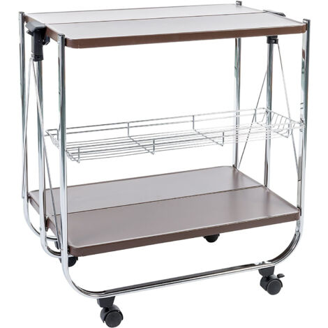 Iris Ohyama, Servicio de cocina, almacenamiento, 2 estantes, 1 cesta de almacenamiento, con ruedas, cocina, sala de estar - Kitchen Wagon CW-005 - MarrÃ³n