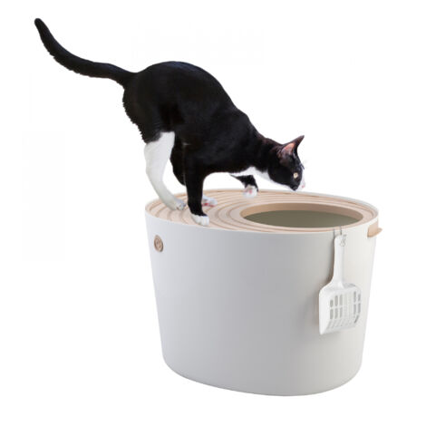 Iris Ohyama Arenero gato cubierto con pala, Hasta 7kg, Blanco/Beige, Caixa de areia para gatos, Caja, para gatos grandes y pequeños, Cerrado, Cagadero, WC, Libre de BPA, Cat Litter Box, PUNT-530