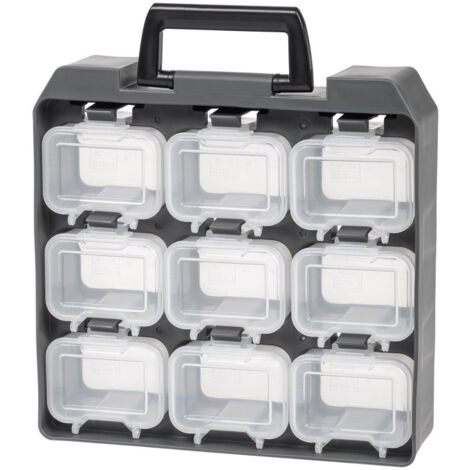 Iris Ohyama, Organizador, Caja, BaÃºL, Papelera, Caja de herramientas, Bricolaje, Casillero para tornillos con manijas ergonÃ³micas, juego de 1, sÃ³lido, sin BPA, garaje, oficina, UC-9, negro (1/4)