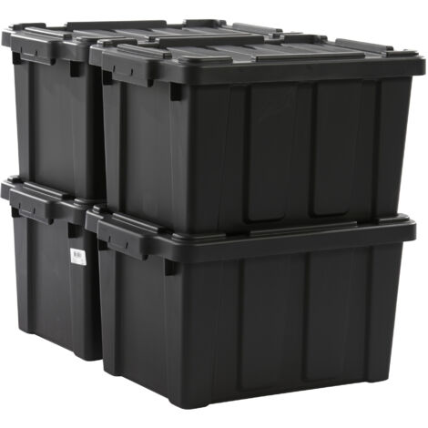 Iris Ohyama 4 Cajas de Organización de Alta Resistencia, 21L, Rojo, Compacto, Duradero, Apilable, para Garaje, Estantes, Mudanza, Plástico, Utilidad, Herramientas, DDSKT-210