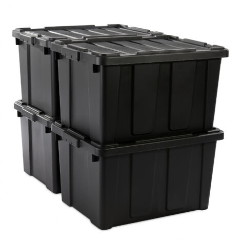 Iris Ohyama 4 Cajas de Organización de Alta Resistencia, 68L, Rojo, Grande, Duradero, Apilable, para Garaje, Estantes, Mudanza, Plástico, Utilidad, Herramientas, DDSKT-700
