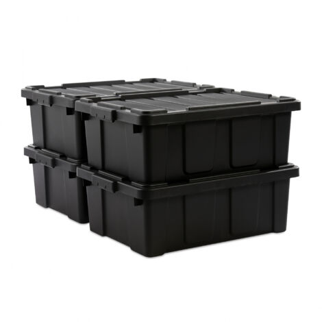 Iris Ohyama 4 Cajas de Organización de Alta Resistencia, 43L, Rojo, Grande, Duradero, Apilable, para Garaje, Estantes, Mudanza, Plástico, Utilidad, Herramientas, DDSKT-430