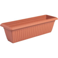 Iris Ohyama, Blumentopf Slim Übertopf mit Wasserablauf/Reservierungssystem für die Gartenarbeit – Slim Planter Relief 610, Braun