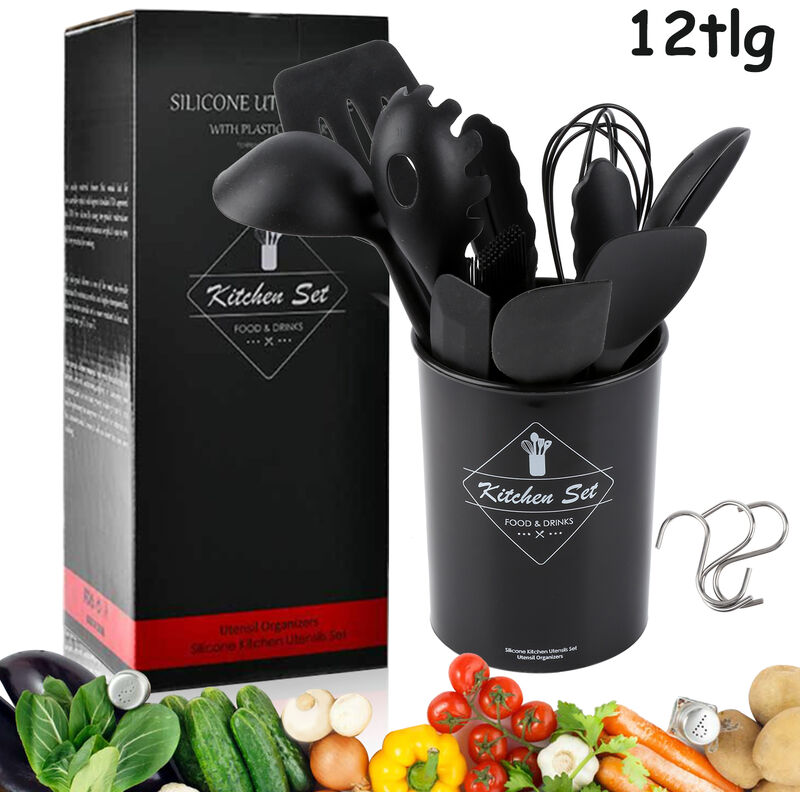 Set 12 ustensiles cuisine silicone qualité alimentaire antiadhésifs  résistants