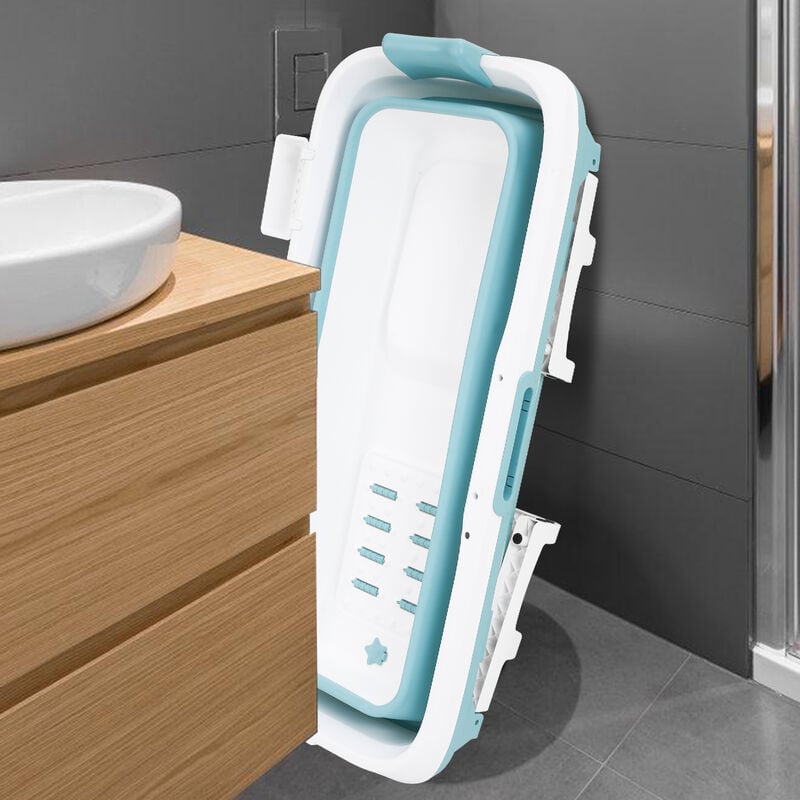 Baignoire mobile pliable, receveur de douche portable avec tuyau  d'évacuation, bleu Baignoire mobile en gris et blanc, 124 x 50 x 57 cm,  idéale pour les petites salles de bain : : Bricolage