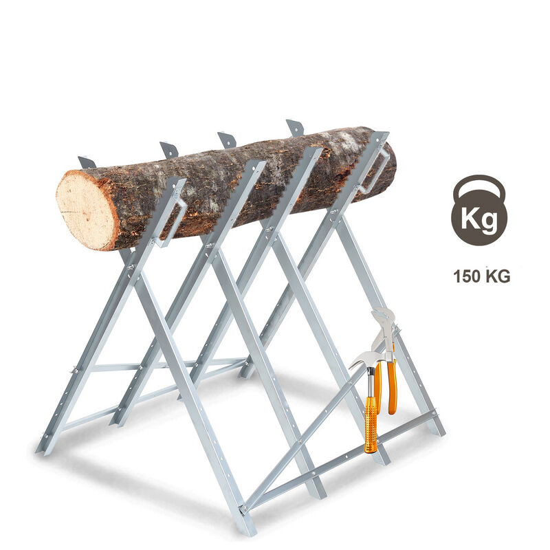 Izrielar chevalet de sciage 1x sciage de Bois pour tronçonneuse Bois  capacité de Charge 150kg métal galvanisé 81x80x80cm chevalet de sciage Bois  Pliable Support argenté : : Bricolage