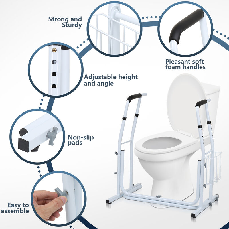 Aide à la verticalisation de toilettes mobiles, cadres de sécurité
