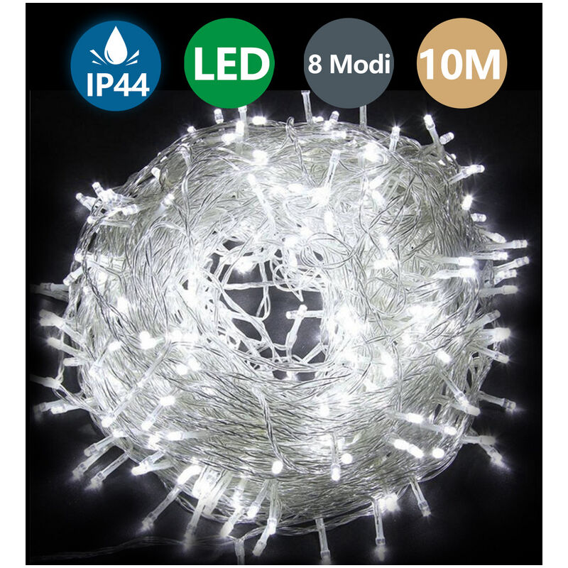 LED lumière net décoration rideau guirlande lumineuse éclairage 8 modes  IP44 fête de Noël extérieur intérieur Blanc froid 4.5x1.6M