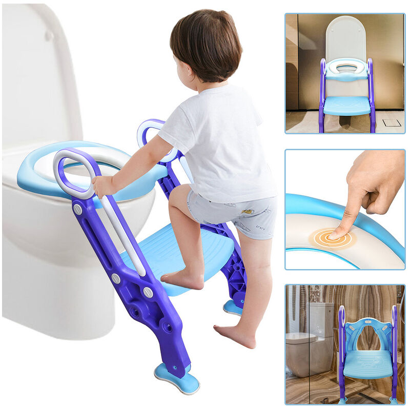 UISEBRT Siège de Toilette Enfants Pliable Réglable, Réducteur de Toilette  Bébé avec marche pieds Antidérapantes, Rehausseur