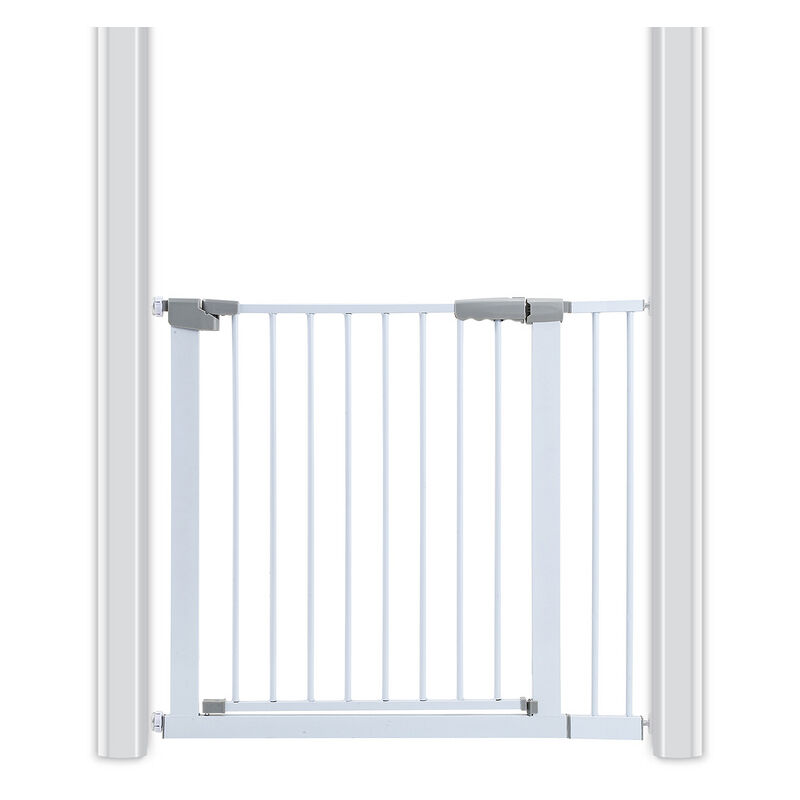 Barriere de Securite porte et escalier 89-96cm sans perçage, adaptée pour  les enfants ,animaux auto-close métal blanc