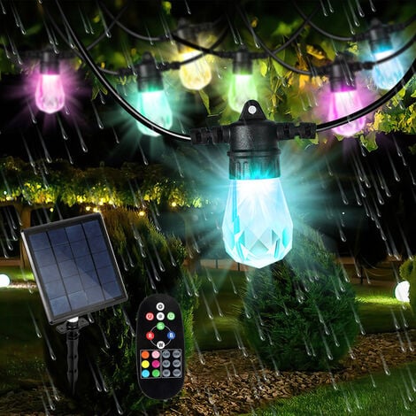 Guirlande solaire d'extérieur avec 15 ampoules à suspendre - 15
