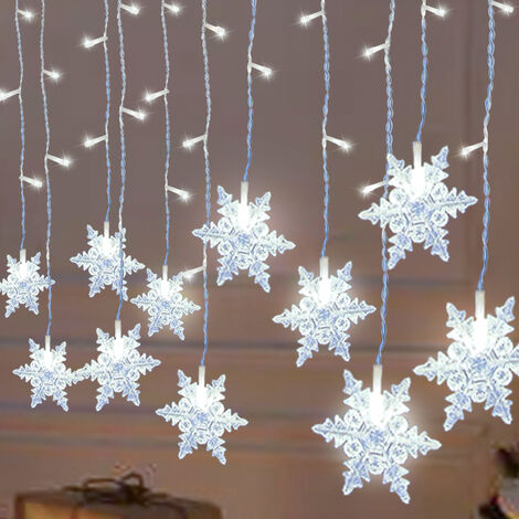 Rideau lumineux LED Flocon de neige Chaîne lumineuse extérieure