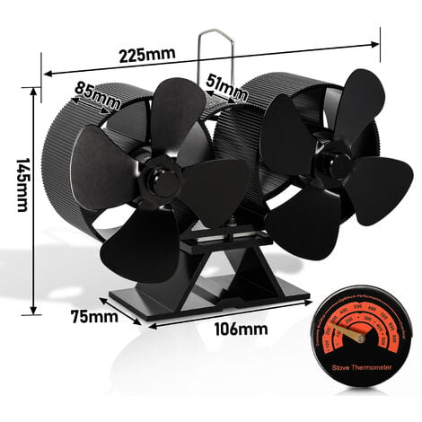 Ventilateur à Poêle,8 pales ventilateur de poêle with thermometer